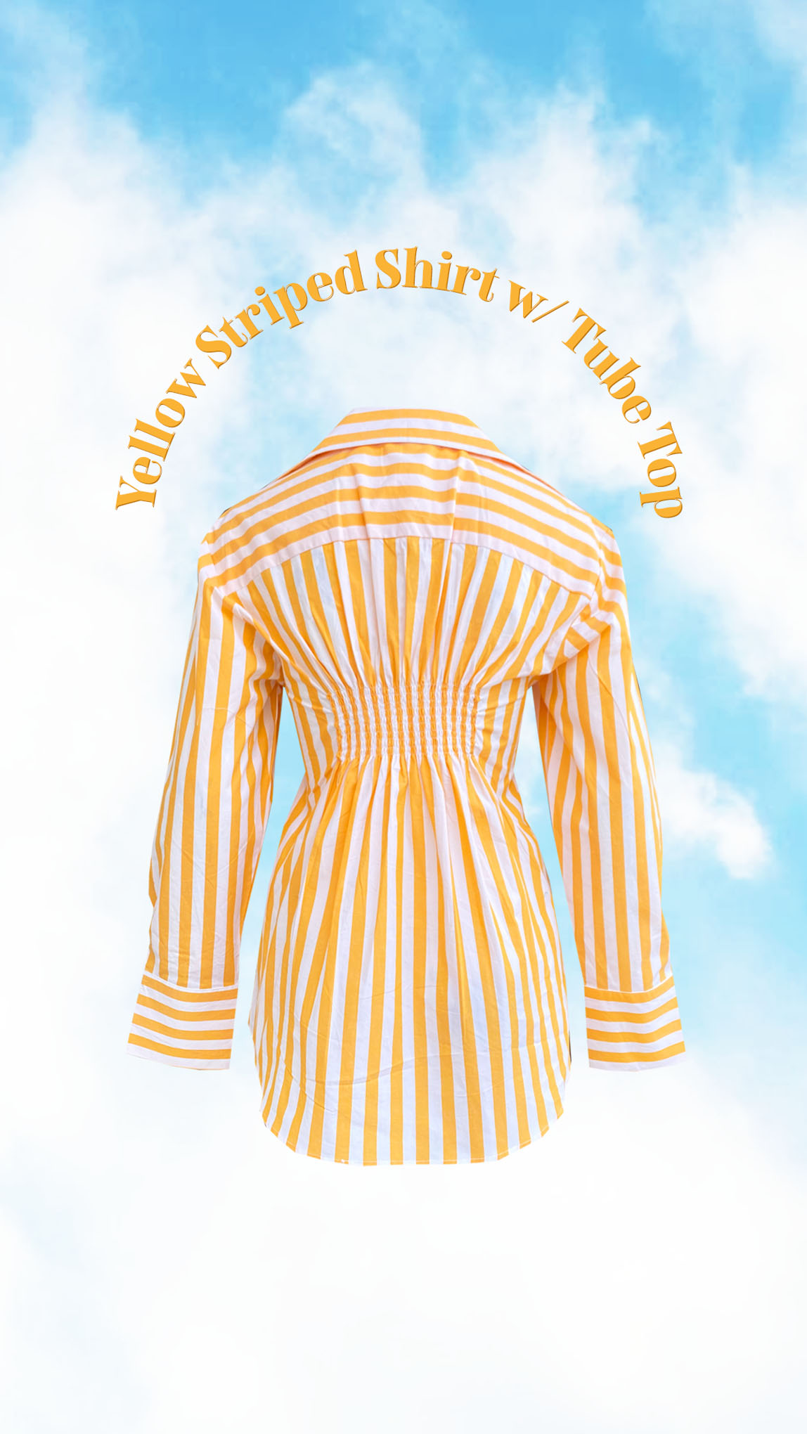 YELLOW STRIPED OVERSIZED SHIRT WITH TUBE TOP